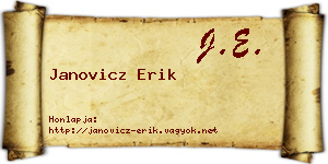 Janovicz Erik névjegykártya